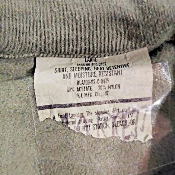 Men's Shirt Green Solid Military Sleeping Shirt Regular Fit Quarter Zip Pullover - Picture 7 of 7